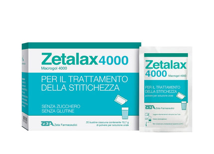 Zetalax 4000 è un dispositivo medico a base di Macrogol 4000 indicato per il trattamento della stitichezza cronica